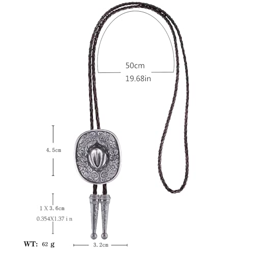 Image of Jeilwiy Bolo Tie for Men Western Cowboy Tie Necklace Gold Bolo Tie Leather Necktie Halloween Tie Accessories for Women