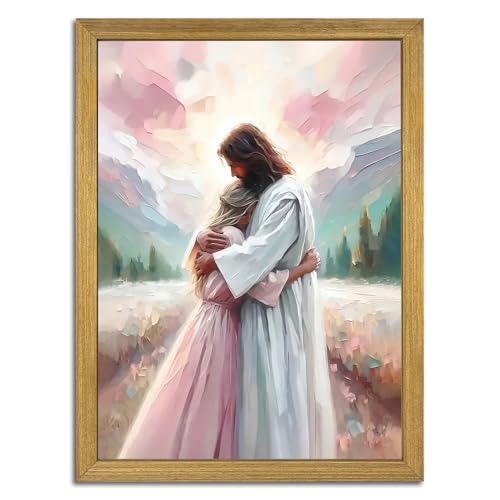 Pink Jesus Wall Art, Christian Canvas Wall Decor Paintings, Jesus