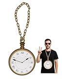 Hip Hop Rapper Clock Oversized White Rabbit Clock Non-Functioning Gold, One Size