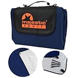 Majestic Sport Picknickdecke für Vier Personen leicht zu reinigen Bodenanpassung, Fleece, weich, angenehm anzufassen, Reißverschlusstasche, Schultergurt, 200 x 200 cm, Marineblau