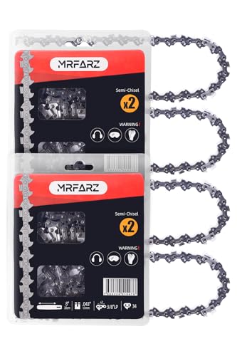 MRFARZ Catene per motosega da 20,3 cm, confezione da 4 pezzi, 34 maglie di trasmissione, passo 3/8, calibro 109,2 cm, R34, semi-scalpello, a basso contraccolpo
