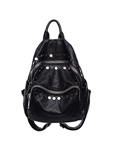 Sac à bandoulière en cuir lavé pour femme avec rivets au style mode et loisirs
