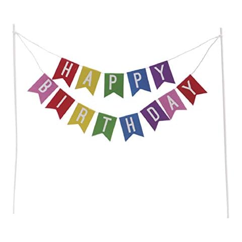Dekora - Cake Topper for Birthday with Colourful Bunting - Happy Birthday Cover