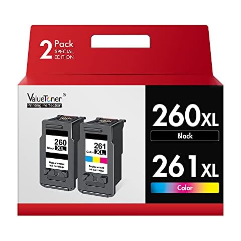 Valuetoner Remanufactured Ink Cartridge Replacement for Canon 260XL 261XL 260 XL 261 XL PG-260 XL CL-261 XL Ink to use with TS6420 TS6420a TR7020 TR7020a TS5320 Printer ( 1 Black, 1 Tri-Color) Cover