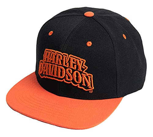 Harley-Davidson Men s Riding Out Snapback Flat Brim Baseball Cap - Black Orange