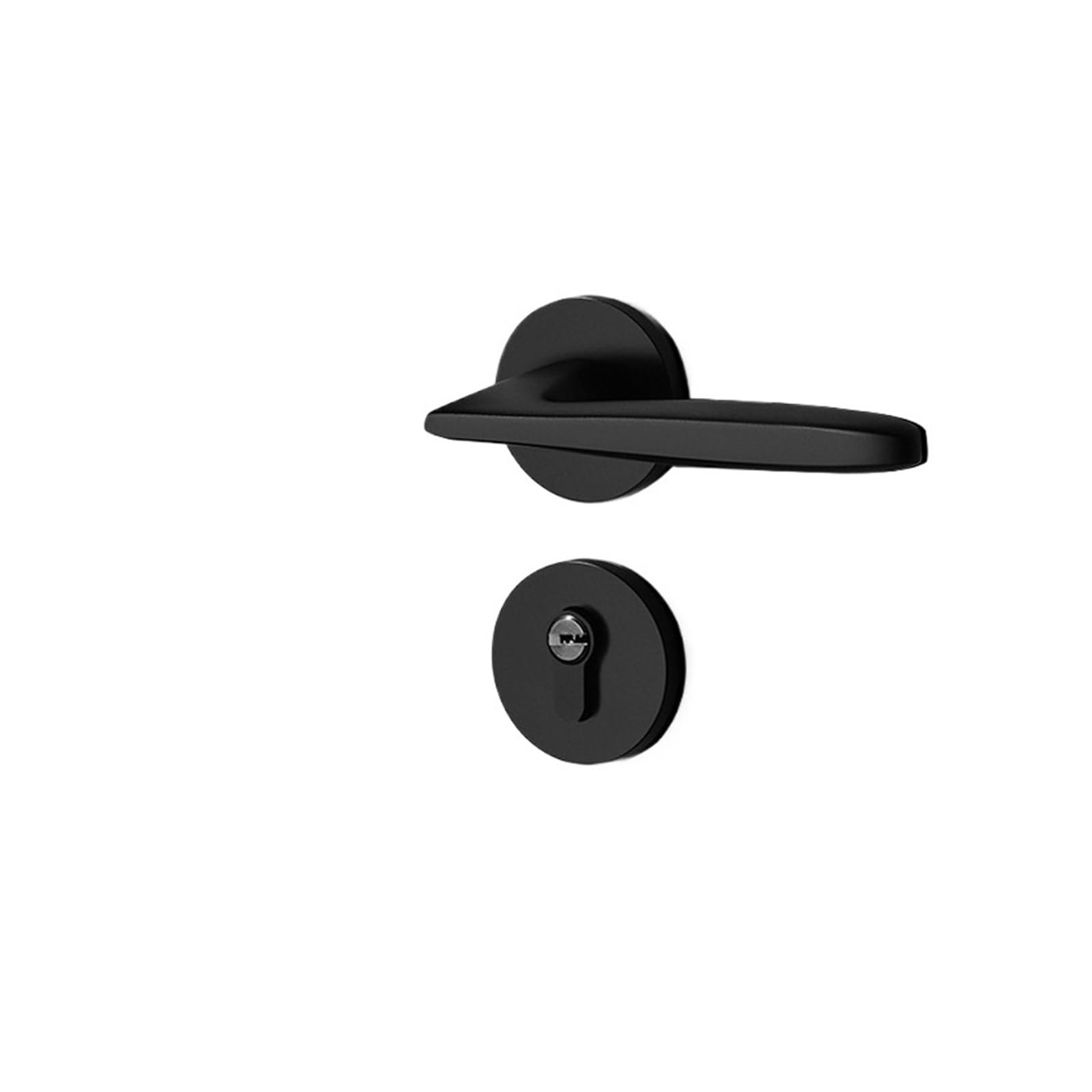 NYRXRYTCA Space Aluminum Split Lock Silent Bedroom Door Lock Household Black Aluminum Handle Wooden Door Lock(F type split lock)