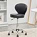 KLASIKA Adjustable Swivel Rolling Stool Chair with Backrest and Wheels, Multi-Purpose Office Desk Chair, Thick Seat Cushion for Home Bar Kitchen Shop, Black