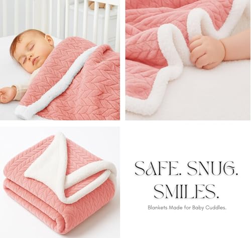 Image of VAS COLLECTIONS Ultra Soft Baby Blanket | Flannel + Sherpa | 2-Layer All-Season AC Sheet for Newborns (0-24 M) - Light Pink