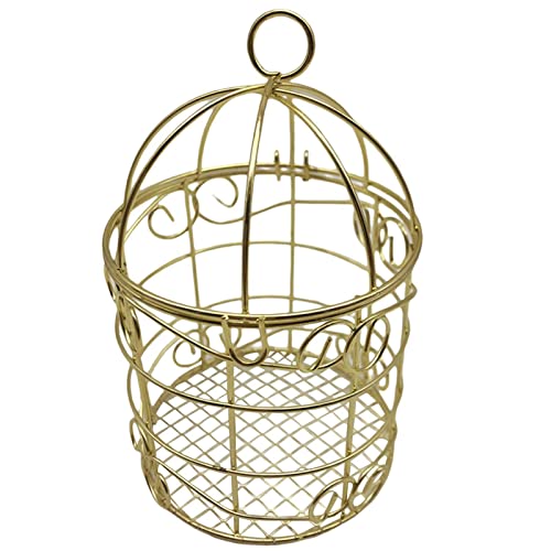 Candelabro de hierro, decoración de portavelas, adorno de jaula de pájaros, caja de dulces decorativa con construcción de hierro resistente para decoración de bodas y hogar