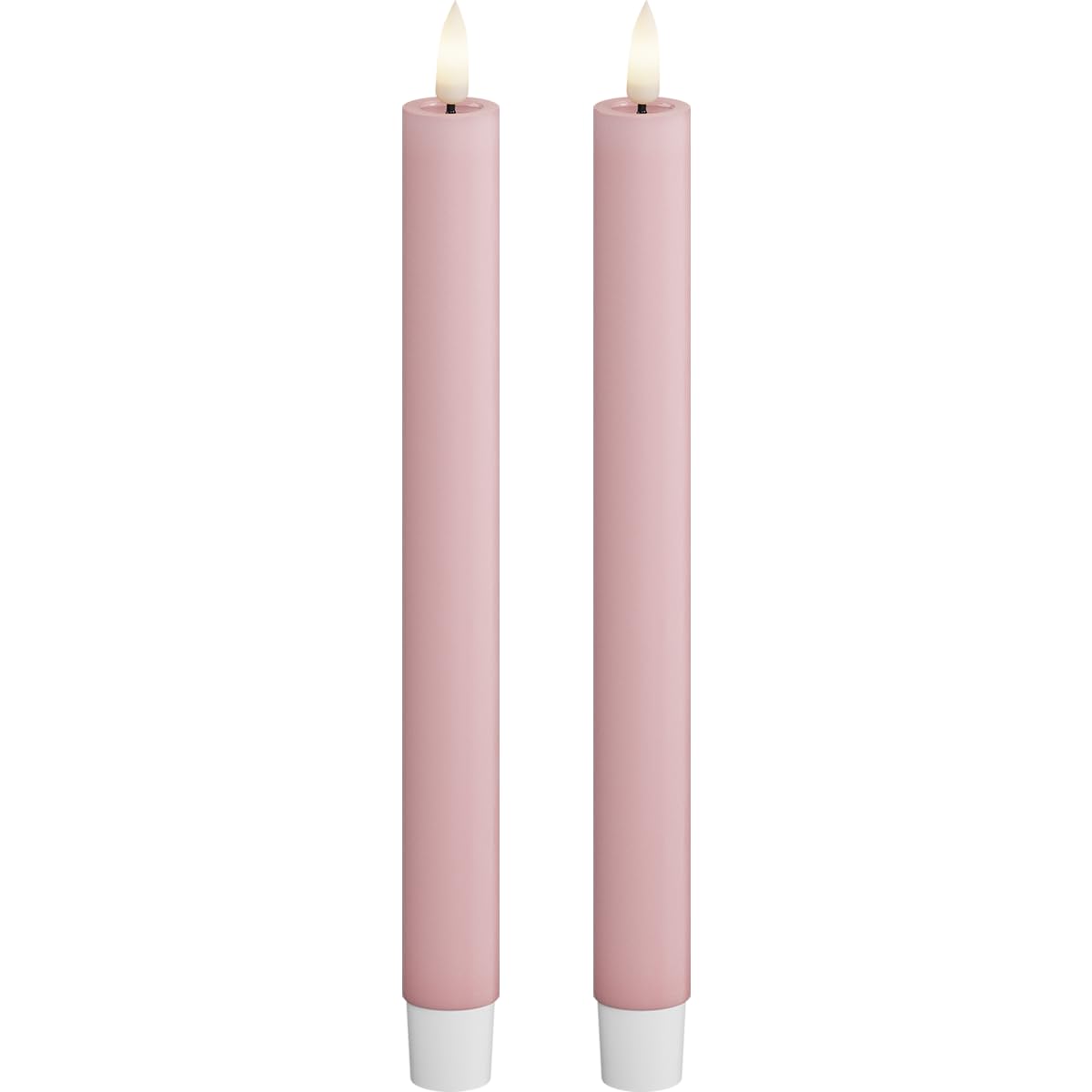 Deluxe Homeart Pink Indoor Flameless Led Taper Dinner Candle 2 Set - With Real Flame™ Technology - Battery Powered Candles (, 24 Cm)