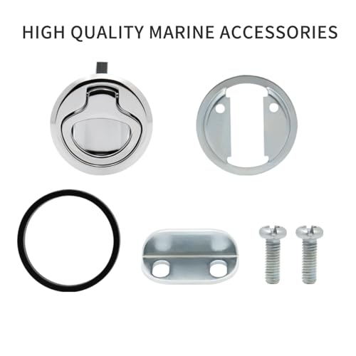Image of AOTWSEN Boat Hatch Latches,RV Flush Latch Lock | Heavy Duty Chrome Flush Slam Latch | Fits 2 inch Lock Holes & Door Thickness up to 0.5 inch | Stainless Steel Round Pull Latch for RV Boat Deck Hatch