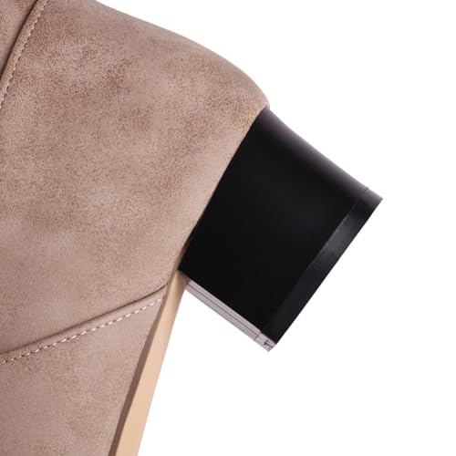 Image of KiutSymo Mid Calf Fringe Boots For Women Cowboy Pointed Toe Chunky Heels Cowgirl Western Tassel Boots