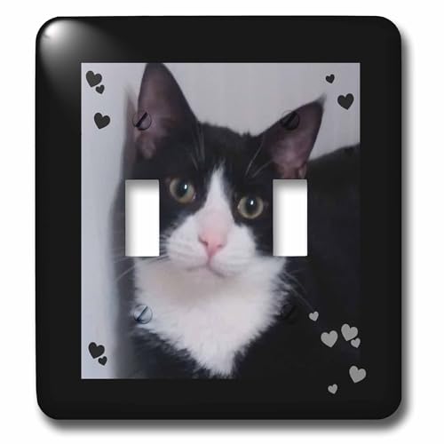 Plaque pour interrupteur double motif chat mignon noir et blanc Tux