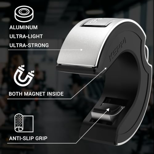 Image of Keppi Fitness Barbell Clamps 2 Inch, Open Collar Magnetic Aluminum for Gym