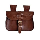 Farbe braun Mittelalter Gürteltasche mit Prägung und verstellbarer Schnalle Echtleder braun 20x14x5m