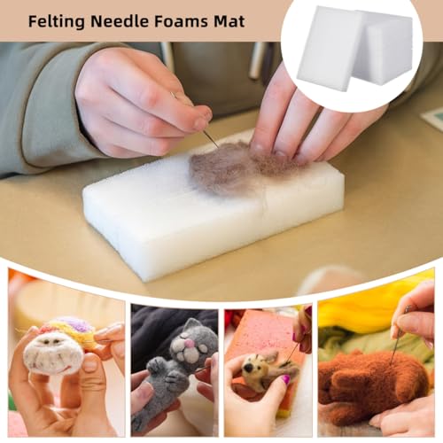 TEHAUX 6pcs Needle Felting Foam Pads - Dense Foam Felting Mat for DIY Crafts, 7.87 X 5.90 X 1.18 Inches, White Sponge Pad for Manual DIY Craft
