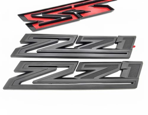 Image of 2X Large Size Z71 RH LH Side Fender Emblem Nameplate Badge Decal Replacement for 2019-2021 Chevy Silverado (Overlay Matte Black)