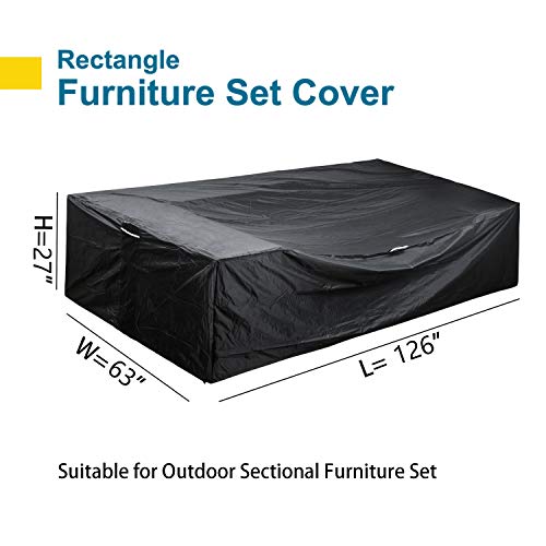 Patio Furniture Set Cover Outdoor Sectional Sofa Set Covers Outdoor Table and Chair Set Covers Water Resistant Large 126" L x 64" W x 28" H - Thumbnail 3