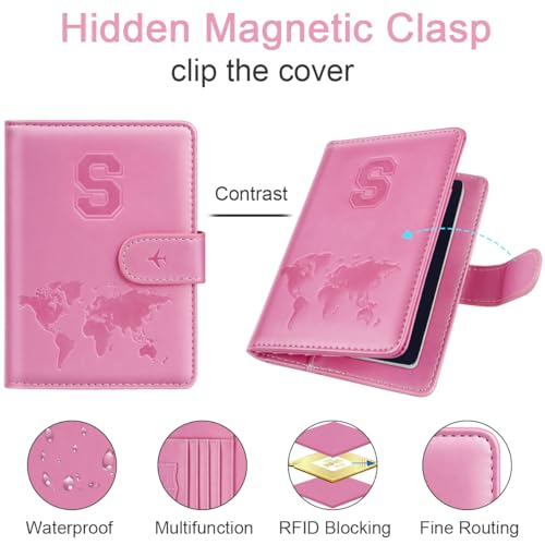 Pink 3D Embossed Initial Passport Cover