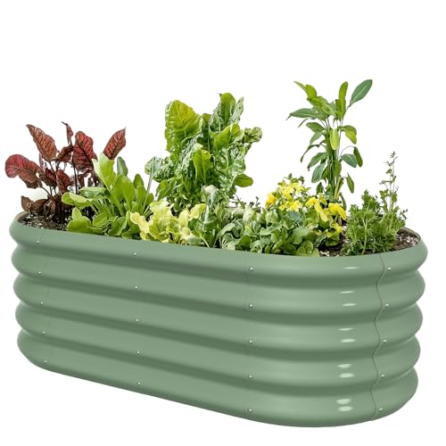 IDEA FAMILY 4x2ft Oval Galvanized Raised Garden Bed Kits 16