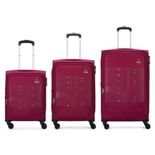 Aristocrat Duralite Set of 3 Soft Case (S+M+L) Trolley Bags, Red