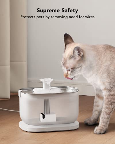 Petlibro Cat Water Fountain Stainless Steel With Wireless Pump, 2.5L/84Oz Dockstream Automatic Pet Water Fountain For Cats Inside, Easy To Clean, Bpa-Free Dog Water Dispenser With Two Flow Modes,White #TOP2