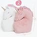 Perfectto Design Set of 2 Decorative Unicorn Pillows for Girls Kids Bed Room - White Pink Fluffy Plush for Baby Girl, Cute Throw Pillows Bedroom Décor, Teepee
