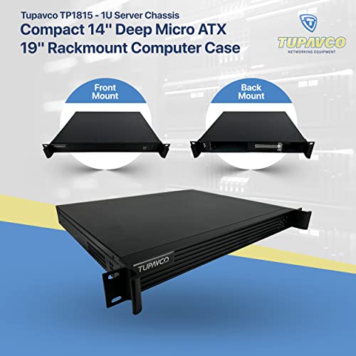 1U Server Chassis - 19 Inch Rackmount Computer Case (Micro Atx Motherboard) Back Or Front Mount On Rack (For Easy Access To Rear Components & Ports) 2X 3.5 Hdd Bay (Convert To 4X 2.5) Tupavco Tp1815 #TOP1
