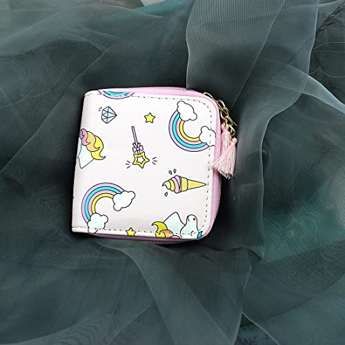 timlee Cute Girls Christmas Gift Pink Purse Unicorn Design Short Wallets Ice cream wallet Women Zipper Wallet(Pink icecream 0115)2