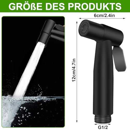 Bidet Handbrause Edelstahl Sprühkopf WC Duschkopf Toilette Shattaf für Dusche Badezimmer Hygiene Toilettenpapier Windelreinigung (nur Sprühkopf) (Schwarz) – Bild 3