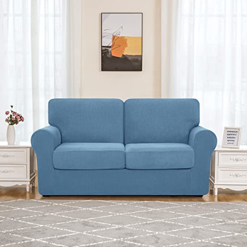 Subrtex 5 Pieces Stretch Sofa Slipcover Sets Couch Cover Sets Backrest Cushion Covers Furniture Protector Collection Set For Oversize Sofa Loveseat Chair Slip Covers(Medium, Denim Blue) #TOP5