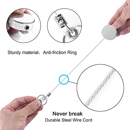 4 Pack Heavy Duty Retractable Badge Holder Reel, Metal Id Badge Reel With Clip & Key Ring For Id Key Card Badge & Name Card Keychain - Belt Clip, 27 Inches Steel Wire Cord #TOP2