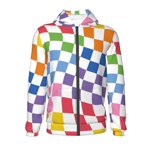 Wavy Checkerboard 2 Kids Pullover Hoodies Boys Zip Up Sweatshirts Girls Athletic Clothes with Pocket2