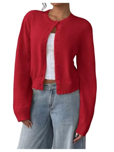 Image of SOLY HUX Women's Button Down Cropped Lightweight Cardigan Sweater Cute Fall Fashion 2026
