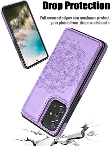 Mmhuo For Samsung Galaxy A71 5G Case With Card Holder,Flower Magnetic Back Flip Samsung A71 5G Phone Case Wallet,Protective Case For Samsung Galaxy A71 5G(5G Only - Not Verizon Edition),Purple #TOP6