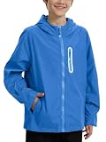 UIQUR Boys Girls Rain Jacket Kids Waterproof Raincoats Blue 12-14 Years