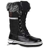  Warm Gefütterte Damen Stiefeletten Winterboots Stiefel Schuhe 128586 Schwarz 38 Flandell