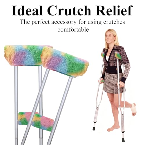 Soft Crutch Pads for Underarm & Hand Grips, 4-Pack Non-Slip Cushion Covers for Standard Adult/Youth Crutches, Machine Washable Padding for Pressure Relief, Pain Relief Walking Aid Accessories