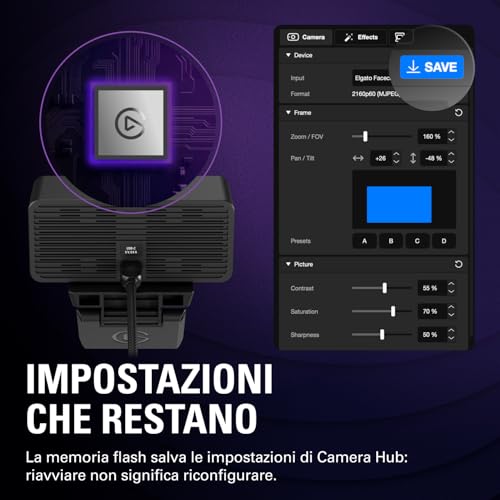 Facecam 4K - webcam da studio 4K60, controllo in stile DSLR, effetti cinematografici, filtri per obiettivo da 49 mm, video non compresso, area di messa a fuoco ottimizzata | USB-C per PC e Mac - Webcam - Immagine 7