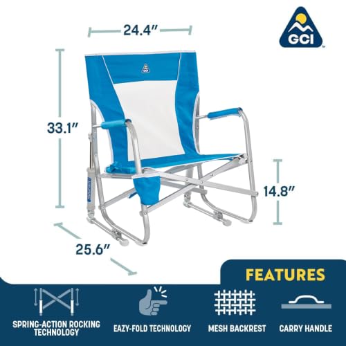 GCI Outdoor Waterside Beach Rocker Folding Beach Chair & Portable Rocking Chair, Saybrook Blue - image 2