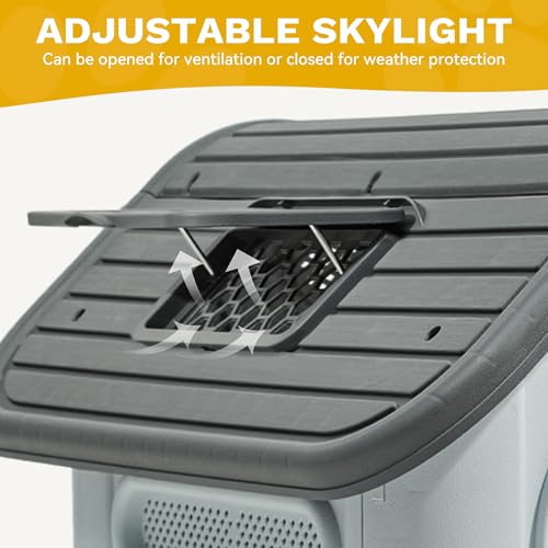 DWVO 30'' Plastic Foldable Dog House for Small Dogs, Waterproof Folding Pet House with Adjustable Top Window and Elevated Base (30''L x 23.3''W x 26''H) - Image 3