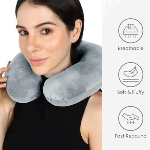 Image of Click2Store Gray Color Neck Pillow and with Eye mask