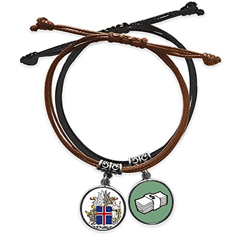 Pulsera de Islandia de cuerda cadena de cuero mano accesorio unisex con emblema