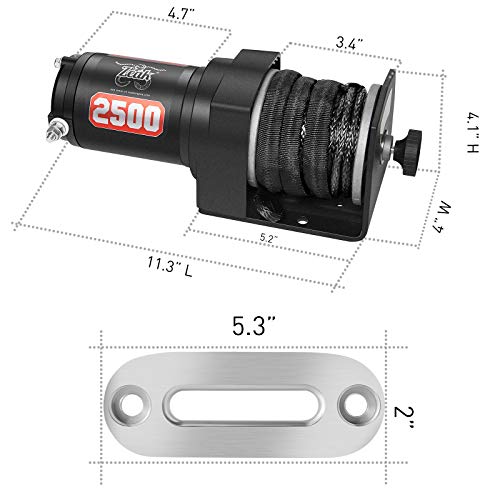 ZEAK 2500 lb. Advanced Off-Road 12V DC ATV/UTV Electric Winch, Synthetic Rope with Mini-Rocker Solenoid Kit