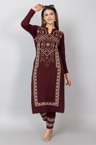 Image of ColorChakra Woolen Kurta Palazzo Set for Womens Winter wear Wool Kurti Sizes M to 4XL