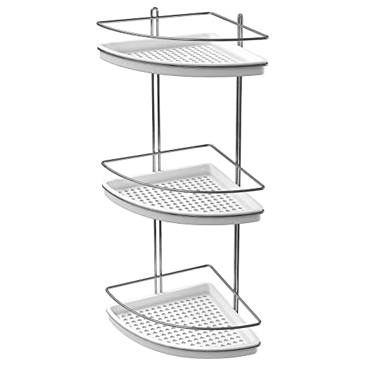 Porta Shampoo Triplo de Canto, Branco, Stolf