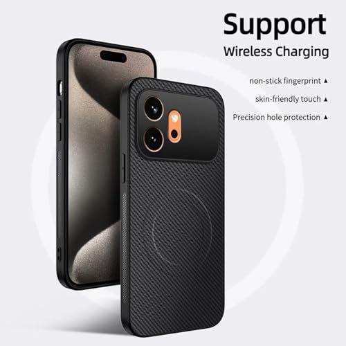 Image of Magnetic for Honor 600 Case, Carbon Fiber Texture Slim Lightweight Hard Back Soft Bumper Shockproof Phone Cover (Honor 600)