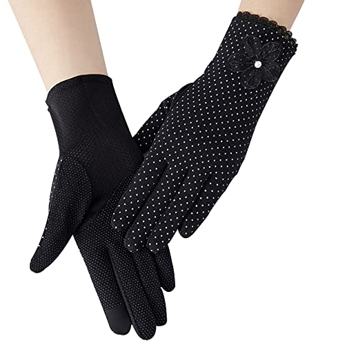 Guantes cortos de encaje para mujer BeFur negros en talla única