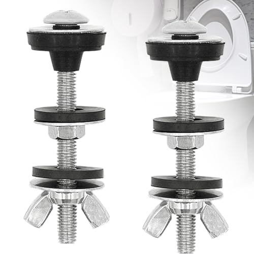 ユニバーサルトイレタンクからボウルボルトキット2個、ヘビーデューティトイレボルトエクストラロングナットスクリュー トイレの取り付けと修理用(サイズ:シルバー+ブラック)