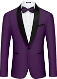 MAGE MALE Mens Tuxedo Jacket Shawl Lapel Suit Jacket Slim Fit Blazer Jacket for Dinner,Prom,Wedding Bright Purple